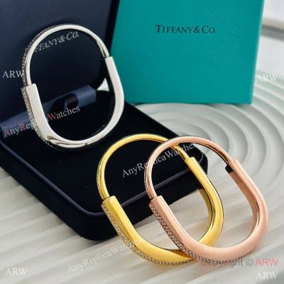 Luxury Replica T I F F I NY Lock Bangle Iced Out Bracelet